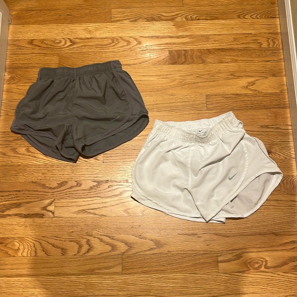 Nike dry fit gray and white shorts